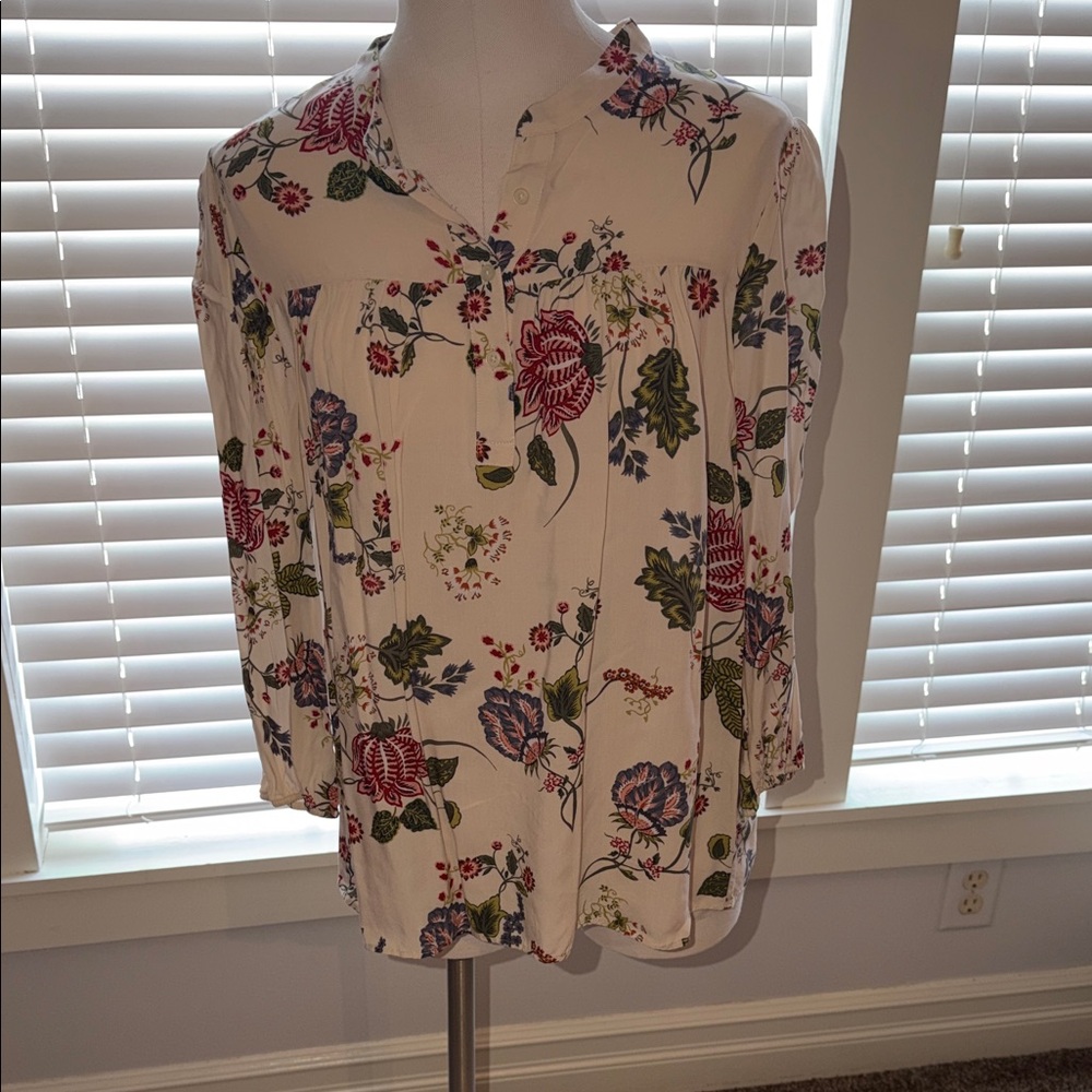 LOFT Floral Blouse - Cream and Multicolor